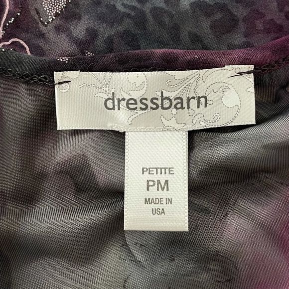 Dressbarn Floral and Animal Print Blouse, Purple, Gray, Petite Medium - Picture 7 of 9